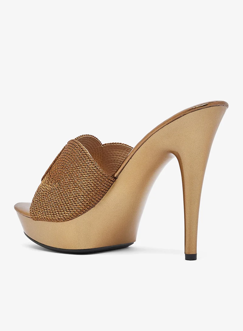 Ella Limited Edition Gold Metallic High Heel Stiletto Platform Sandals for Women | Best Price UAE